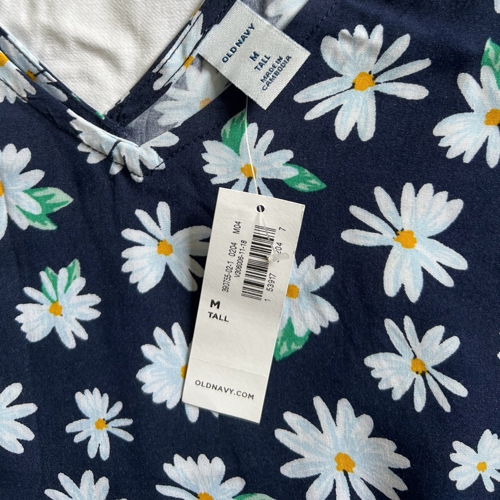 NWT Old Navy Floral Print V Neck Shift Dress Size Medium Tall - Picture 7 of 9